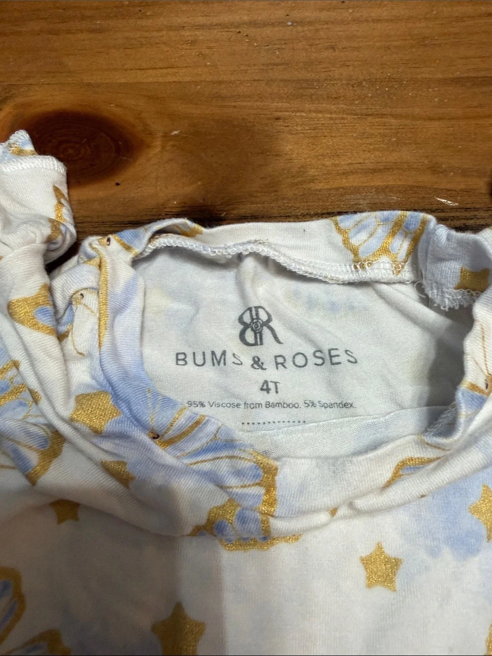 Bums & Roses Blue & Gold Butterfly Pajama Set - 4T
